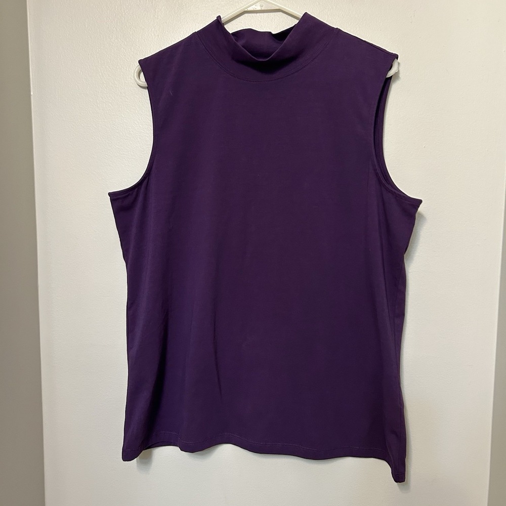 CJ Banks Womens Blouse XL Plus Purple Find Your Fit Modern Turtleneck Sleeveless
